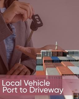 Thumb journey of a local vehicle import from port to driveway